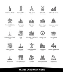 Travel, Landmark, Famous Place, Icons, Vector and Illustration.