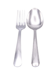 Spoon - Stainless steel fork, put together on a white background