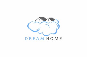 Dream home logo, cloud house graphic logo template