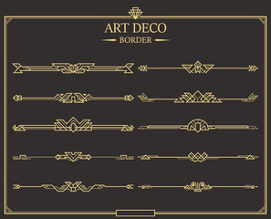 Set of Art deco gold calligraphic page dividers.