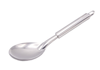 Stainless steel ladle on isolated white background