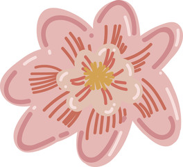 Flat modern floral foliage illustration on the white isolated background. Abstract shapes.