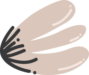 Flat modern floral foliage illustration on the white isolated background. Abstract shapes.