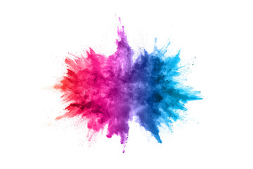 Fototapeta na wymiar abstract powder splatted background. Colorful powder explosion on white background.