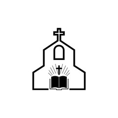 Church logo, cross and abstract bible religion symbol