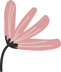 Fototapeta premium Flat modern floral foliage illustration on the white isolated background. Abstract shapes.