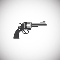 Pistol related icon on background for graphic and web design. Simple illustration. Internet concept symbol for website button or mobile app.