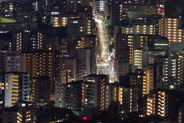 Night cityscape of beautiful Tokio city. Landscape of night city from Above