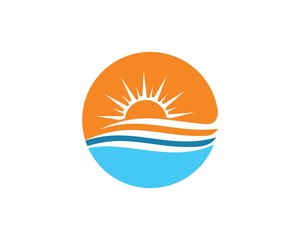 wave sun logo icon vector illustration design