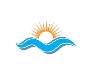 wave sun logo icon vector illustration design