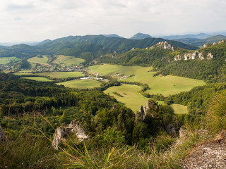 View from Sulov rocks, nature reserve in Slovakia with its rocks and meadows