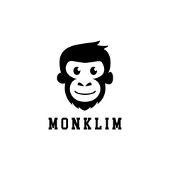 Cute monkey vector illustration logo design