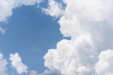 Naklejka na ściany i meble Blue sky background with a fluffy clouds