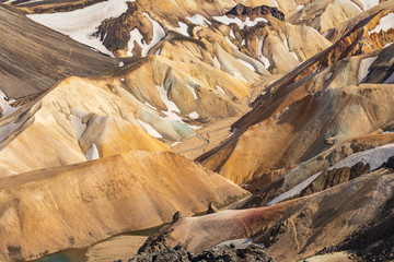 Landmannalaugar National Park - Iceland. Rainbow Mountains. Beautiful colorful volcanic mountains. Summer time.