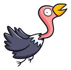 Cute and funny vultureflying and laughing happily - vector.