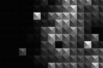 Fototapeta premium Abstract background with geometric design. Digital futuristic element. Technology. Macro flower cactus. Floral wallpaper. Black and white, monochrome. Dark background.