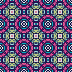 Seamless abstract background tiled vector pattern geometric flowers