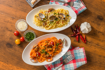 スパゲッティ　ボンゴレ　イタリアン　Gourmet of spaghetti vongole Italy
