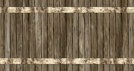 wooden plank wall with metal straps