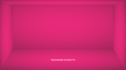 Fototapeta premium Abstract plastic pink empty room, niche with pink wall, floor, ceiling, dark side without any textures, box top view colorless 3d illustration