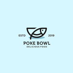 poke bowl hawaiian line art logo template illustration vector icon download