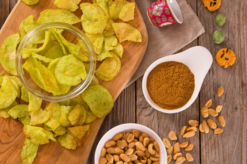 Wasabi coated peanuts. 