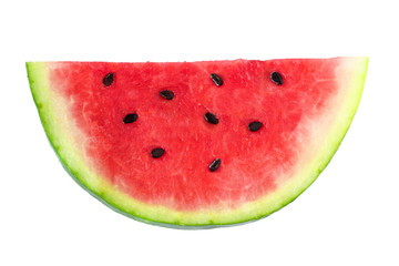 Slice of fresh watermelon isolated on a white background