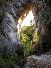 Sulov rocks, nature reserve in Slovakia with gothic rock gate