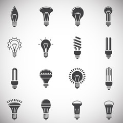 Bulb icons set on background for graphic and web design. Simple illustration. Internet concept symbol for website button or mobile app.