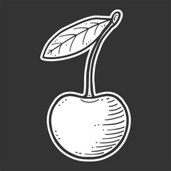 Organic fresh cherry. Vector concept in doodle and sketch style.