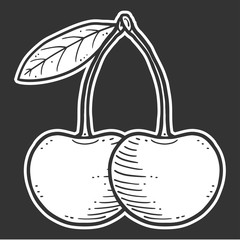 Organic fresh cherry. Vector concept in doodle and sketch style.