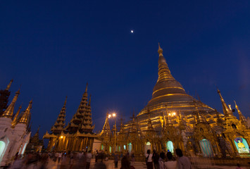 Shwedagon golden pagoda in Yangon,Myanmar