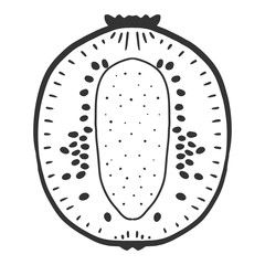 Sweet ripe slice of kiwi. Vector concept in doodle and sketch style.
