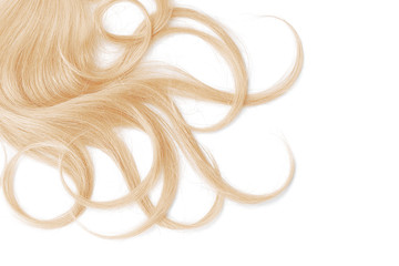 Curly blond hair isolated on white background. Circle shape