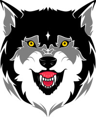 Wolf Head, Scary Growl Vector