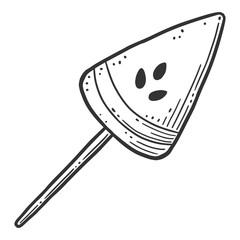 Watermelon candy or icerceam. Vector concept in doodle and sketch style.