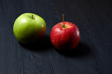 fresh apple on the black background