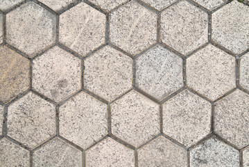 hexagonal paving slabs gray correct configuration background. structure