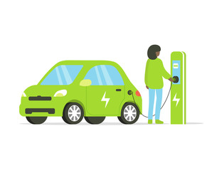 electric drive and afro woman