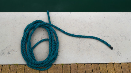 top view boat rope and blue sea