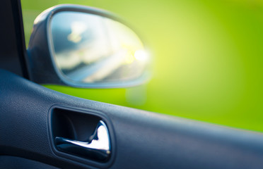 ecology electric car on green background