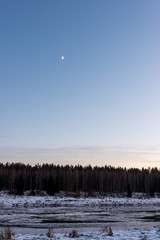 moon rising on dark blue sky