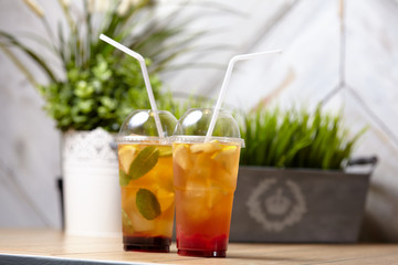 summer drink, lemonade with mint and fruits