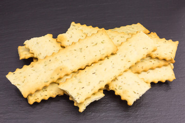 heap of mediterranean crunchy cracker with rosemary