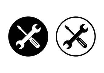 Repair icon. Wrench and screwdriver icon. Settings icon isolated