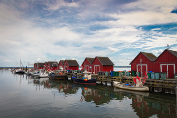 Boats are in the fishing port of Boltenhagen