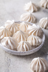 Vanilla homemade meringue a plate