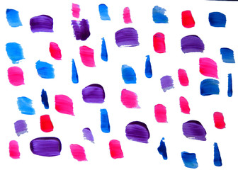 Abstract background of neon smears with acrylic paints. Fashionable, bright colors. Illustration made by hand with a brush on paper.