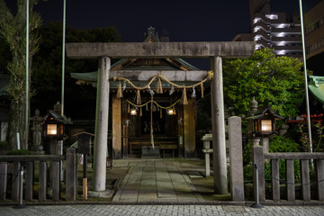 Fototapeta na wymiar Fuji sengen shrine at night, Nagoya