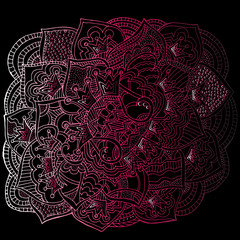 Abstract pattern, drawn by hand, circles, lines, crown, wave